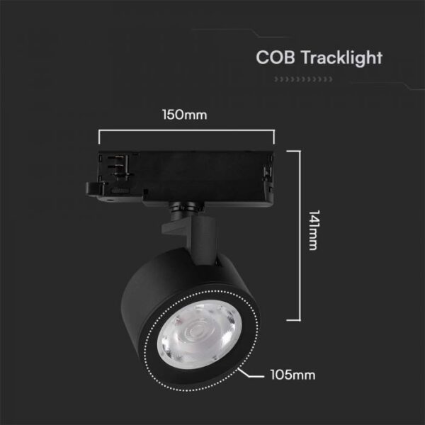 30W LED šviestuvas į bėgelius, juodas, 3000/4000/6400K - Image 3