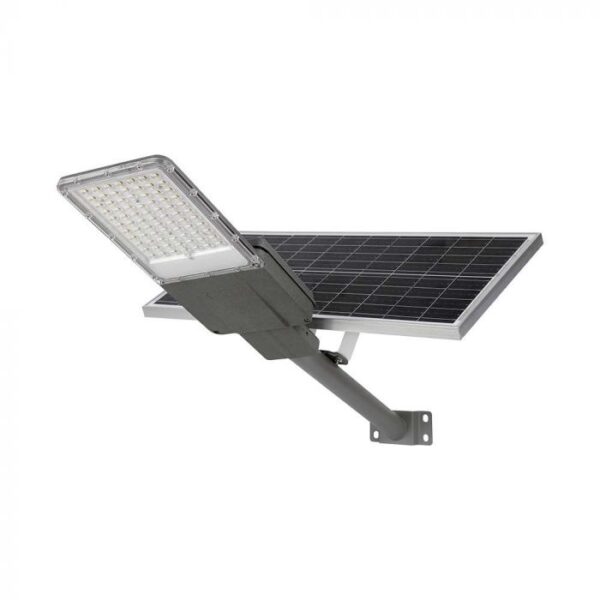 20W LED gatvės šviestuvas, pilkas, 6500K, su saulės baterija ir montavimo priedais