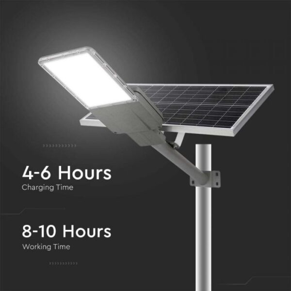 20W LED gatvės šviestuvas, pilkas, 6500K, su saulės baterija ir montavimo priedais - Image 2