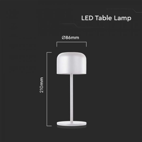 1,5W LED įkraunamas stalo šviestuvas, baltas, 2700-5700K, dimeriuojamas, IP54 - Image 3