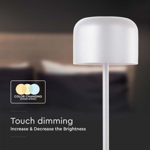 1,5W LED įkraunamas stalo šviestuvas, baltas, 2700-5700K, dimeriuojamas, IP54 - Image 4