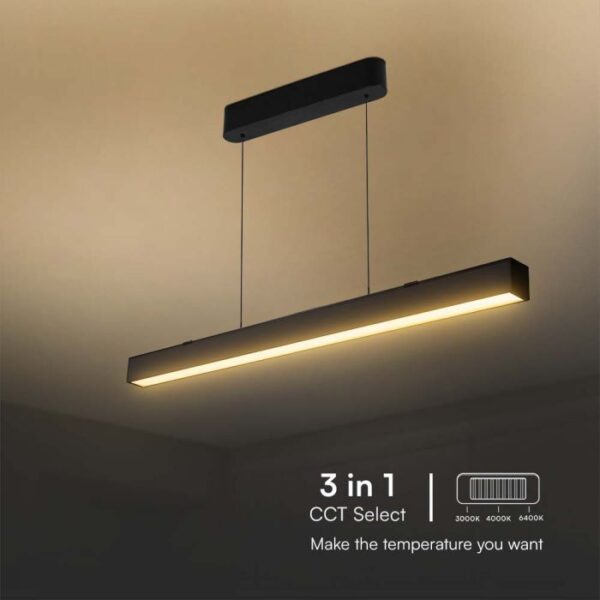 40W LED pakabinamas linijinis šviestuvas, juodas, 3000/4000/6400K - Image 4
