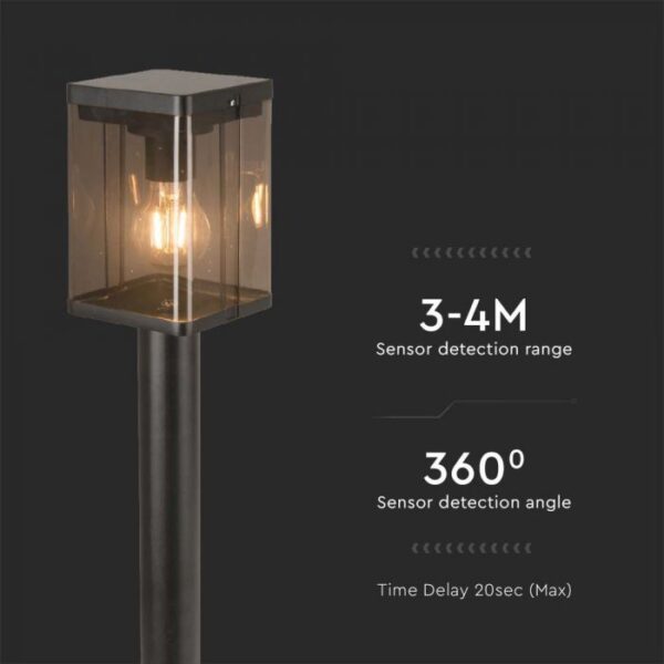 2,5W LED pastatomas lauko šviestuvas su saulės baterija ir judesio davikliu, juodas, 3000K, IP54 - Image 5