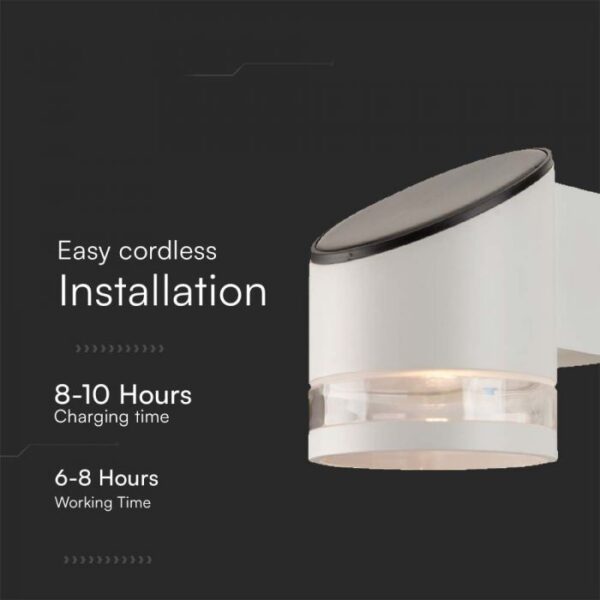 1W LED sieninis lauko šviestuvas su saulės baterija, baltas, 3000K, IP54 - Image 4