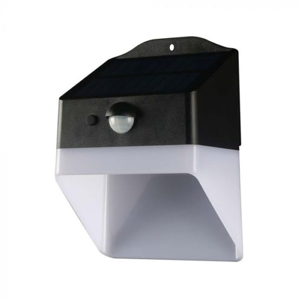 2W LED sieninis lauko šviestuvas su saulės baterija ir judesio davikliu, baltos/juodos sp., 4000K, IP65