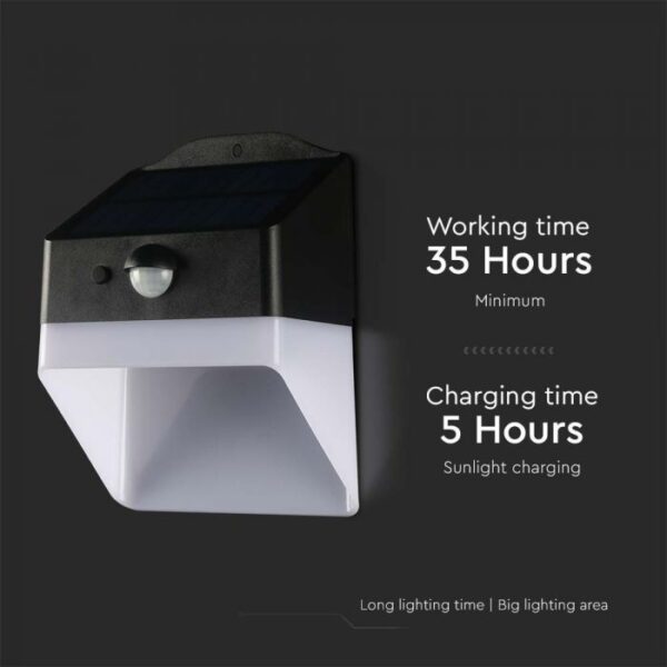 2W LED sieninis lauko šviestuvas su saulės baterija ir judesio davikliu, baltos/juodos sp., 4000K, IP65 - Image 7