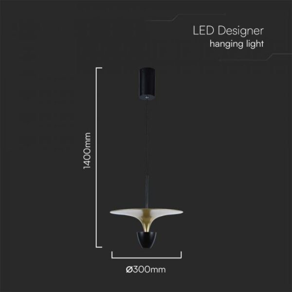 9W LED pakabinamas šviestuvas, juodos/aukso sp., 4000K - Image 3