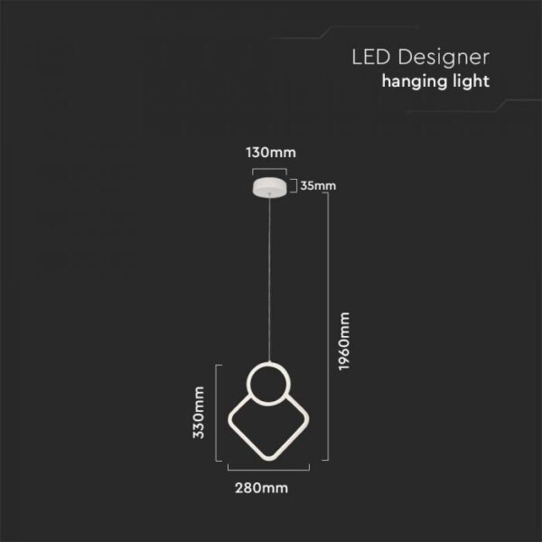 12W LED pakabinamas šviestuvas, baltas, 4000K - Image 3