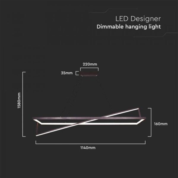 45W LED pakabinamas šviestuvas, juodas, 3000K, dimeriuojamas - Image 3