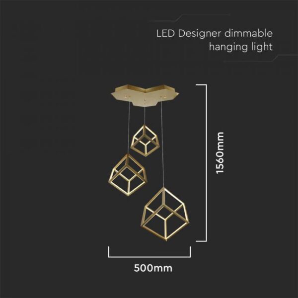 46W LED pakabinamas šviestuvas, aukso sp., 3000K, dimeriuojamas - Image 3