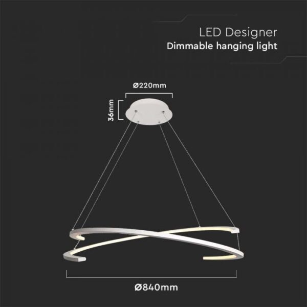 48W LED pakabinamas šviestuvas, baltas, 4000K, dimeriuojamas - Image 3