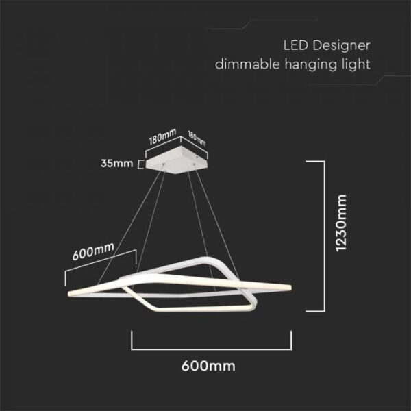 48W LED pakabinamas šviestuvas, baltas, 3000K, dimeriuojamas - Image 3