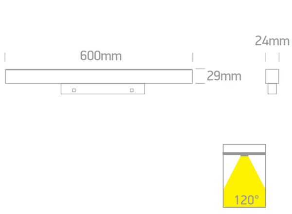 16W LED linijinis šviestuvas į magnetines sistemas ONELIGHT MINI/MIDI, juodas, 3000K - Image 2