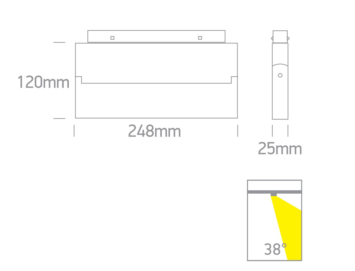 20W LED šviestuvas į magnetines sistemas ONELIGHT MINI/MIDI, juodas, 3000K, 42124BA/B/W - Image 3