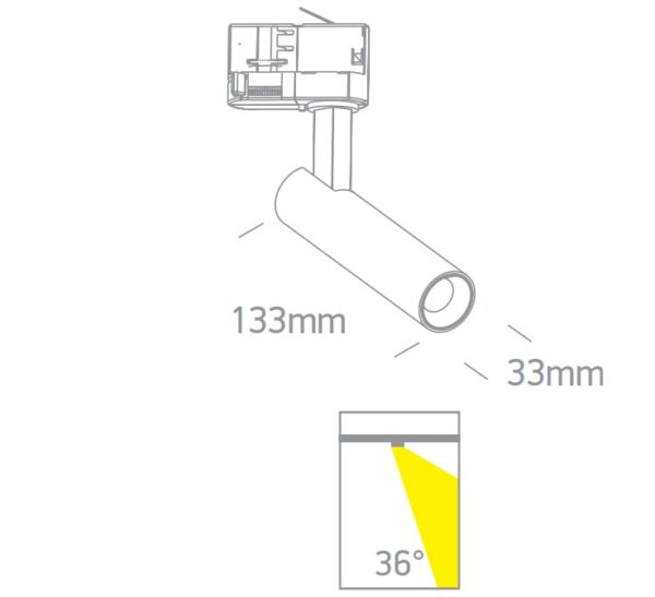 9W LED akcentinis bėgelio šviestuvas, juodas, 3000K, dimeriuojamas - Image 2