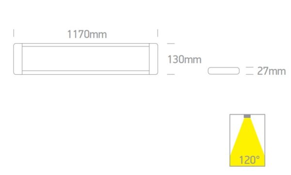 48W LED paviršinis linijinis šviestuvas, baltas, 3000/4000/6500K - Image 2