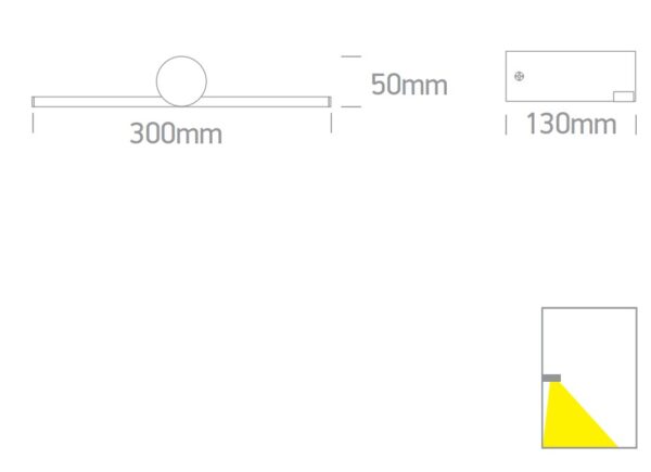8W LED sieninis vonios šviestuvas, baltas, 3000K, IP44