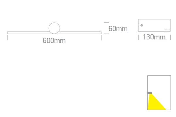 14W LED sieninis vonios šviestuvas, baltas, 3000K, IP44 - Image 2