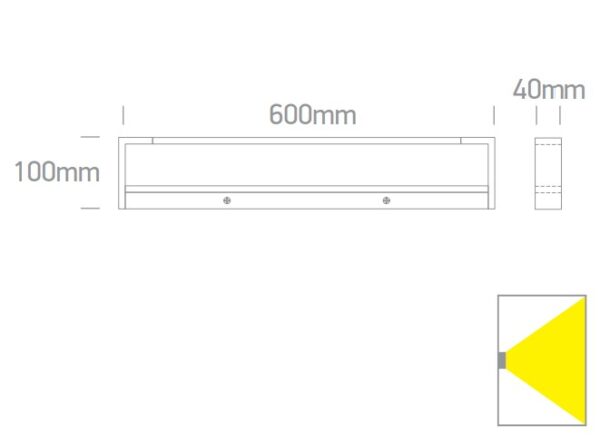 18W LED sieninis vonios šviestuvas, juodas, 3000K, IP44