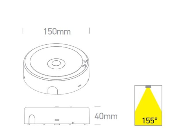 3W LED paviršinis avarinis šviestuvas, baltas, avariniu režimu gali veikti iki 3h - Image 2