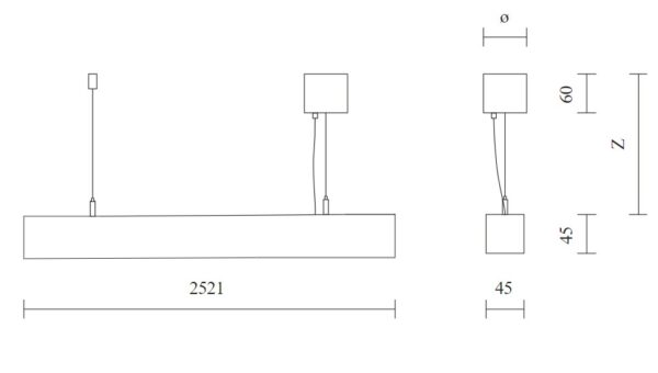 41W LED pakabinamas linijinis šviestuvas PROFILITE 45, juodas, 3000K, DALI - Image 3