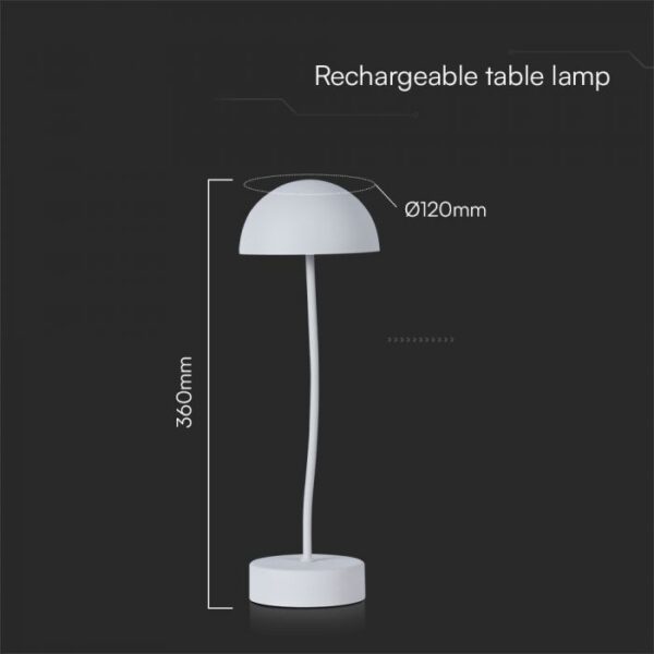 3W LED įkraunamas stalo šviestuvas, baltas, 3000K, dimeriuojamas - Image 3