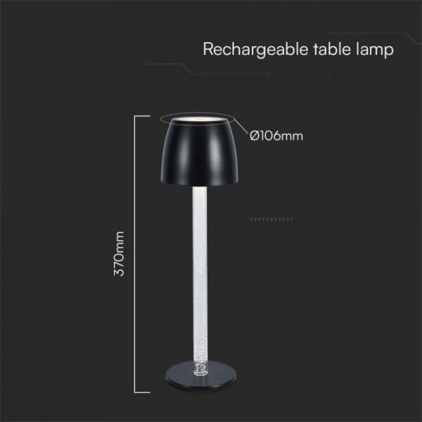 3W LED įkraunamas stalo šviestuvas, juodas, 3000K, dimeriuojamas - Image 3