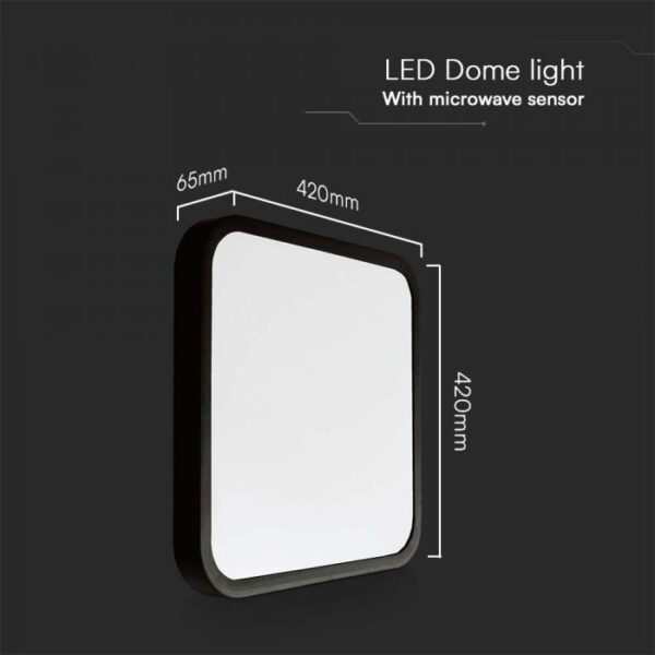 36W LED paviršinis šviestuvas, kvadratinis, juodu korpusu, 4000K, IP44, su judesio davikliu - Image 6