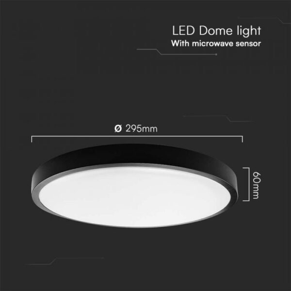 18W LED paviršinis šviestuvas, juodu korpusu, 4000K, IP44, su judesio davikliu - Image 4