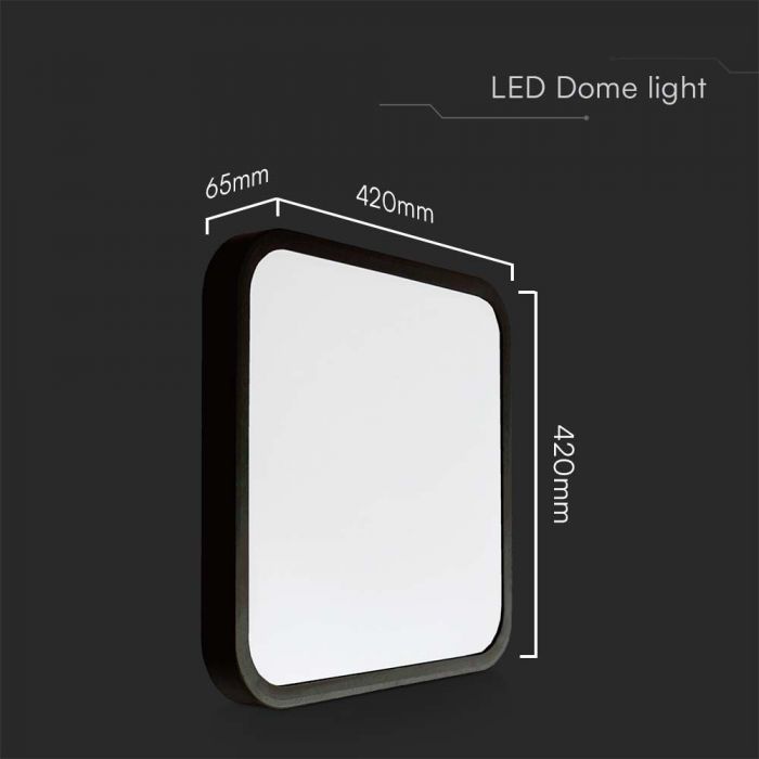 48W LED paviršinis šviestuvas, kvadratinis, juodu korpusu, 6500K, IP44 - Image 2