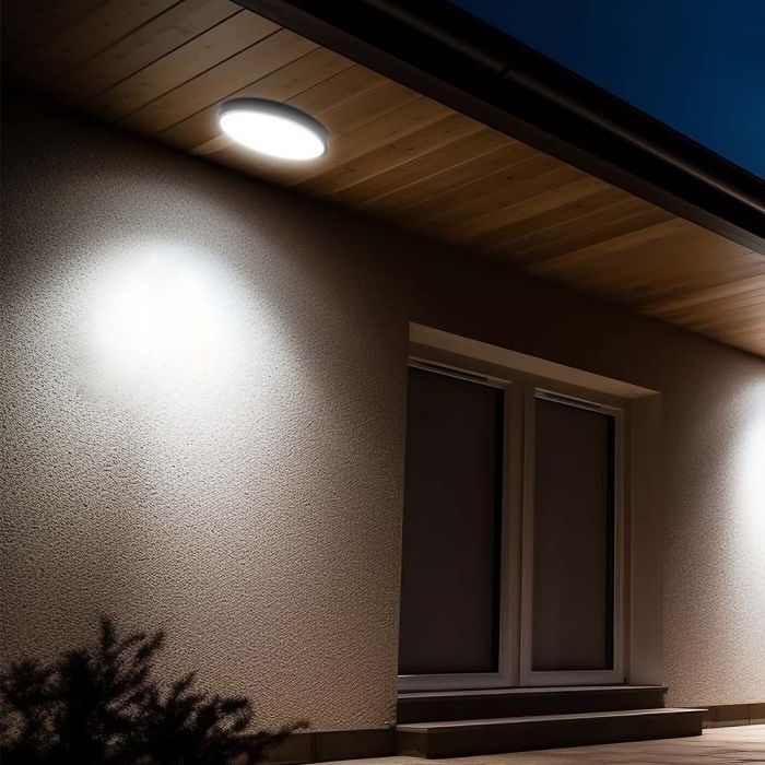 24W LED paviršinis šviestuvas, juodu korpusu, 4000K, IP44, su judesio davikliu - Image 2