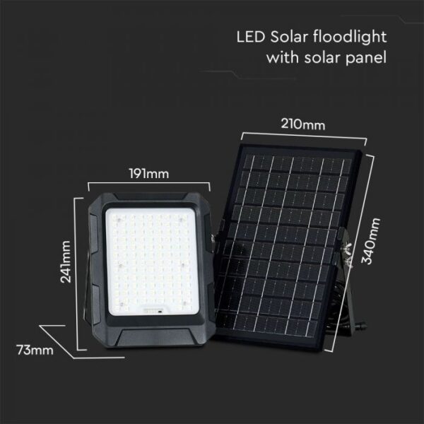 10W LED prožektorius su saulės baterija, juodas, 4000K - Image 3