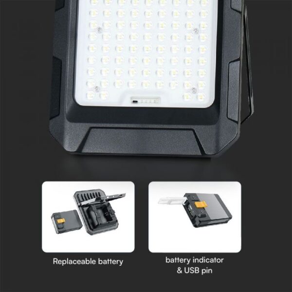 10W LED prožektorius su saulės baterija, juodas, 4000K - Image 4