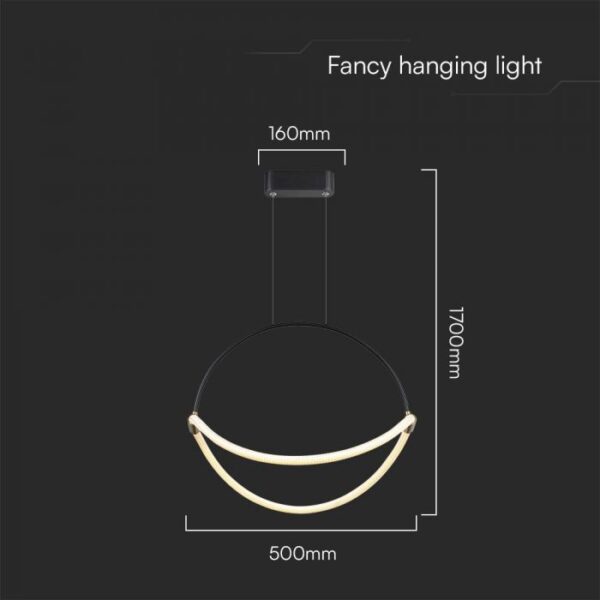 16W LED pakabinamas šviestuvas, juodas, 4000K - Image 3
