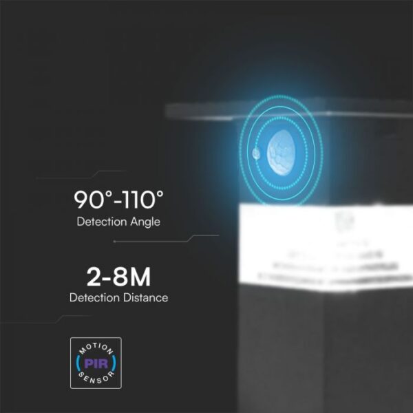 3W LED įkraunamas sieninis lauko šviestuvas su saulės baterija ir judesio davikliu, juodas, 3000K, IP54 - Image 4