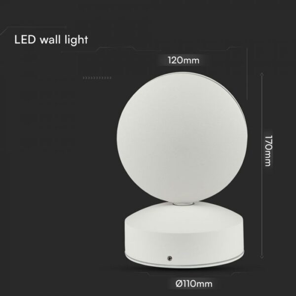 6W LED paviršinis fasado šviestuvas, baltas, 3000K, IP65 - Image 4