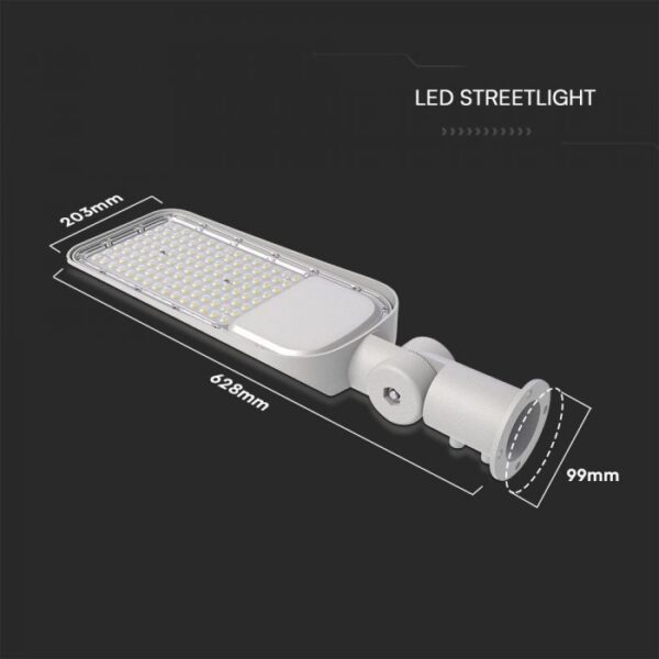 150W LED gatvės šviestuvas, pilku korpusu, 6500K, su adapteriu - Image 2