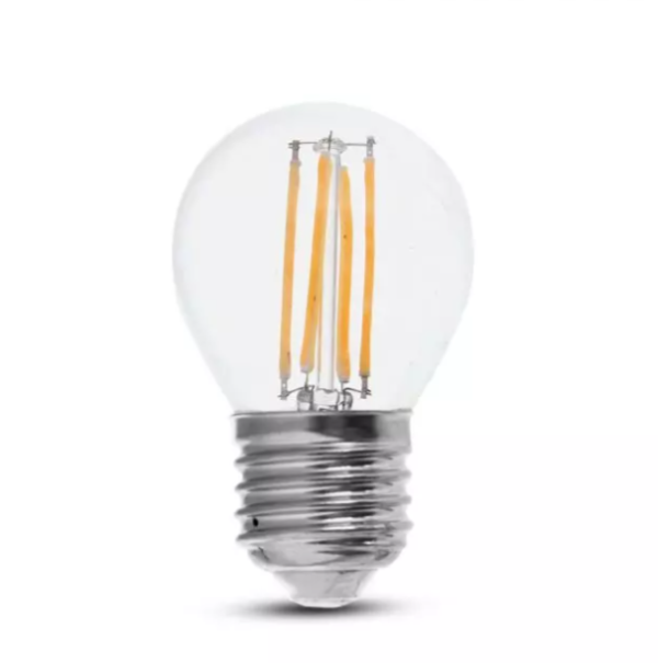 6W LED lemputė V-TAC, E27, G45, 2700K, filamentinė, 130lm/W, skaidriu stiklu