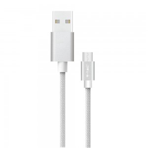 1m type-c USB laidas, sidabrinis, pintas laidas