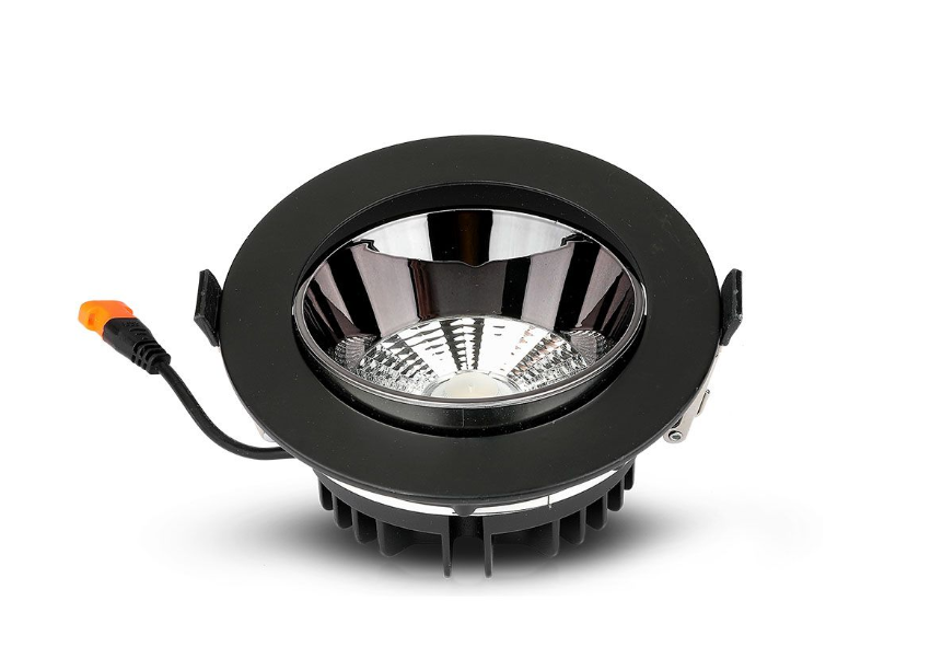 20W įleidžiamas šviestuvas, juodas, 6400K