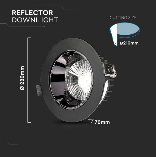 30W įleidžiamas šviestuvas V-TAC, 6400K, juodas - Image 3