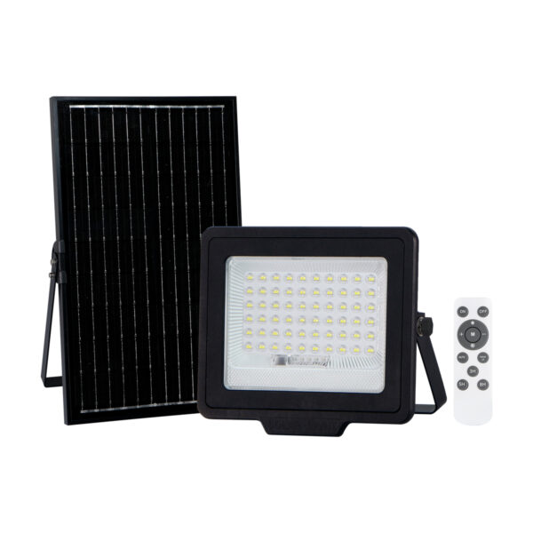 200W LED prožektorius su saulės baterija NORLA, juodas, 4000K