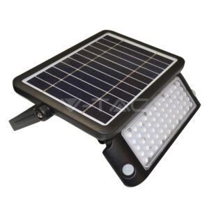 10W LED lauko šviestuvas V-TAC, su saulės baterija, juodas, 4000K (natūraliai balta)