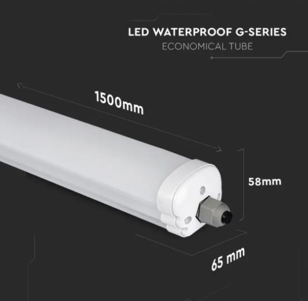 48W LED linijinis paviršinis šviestuvas, 150cm, baltas, 6500K, IP65 - Image 2