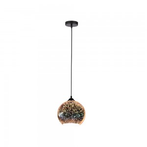 Pakabinamas LED šviestuvas V-TAC, 3D stiklas, E27, D:250mm.