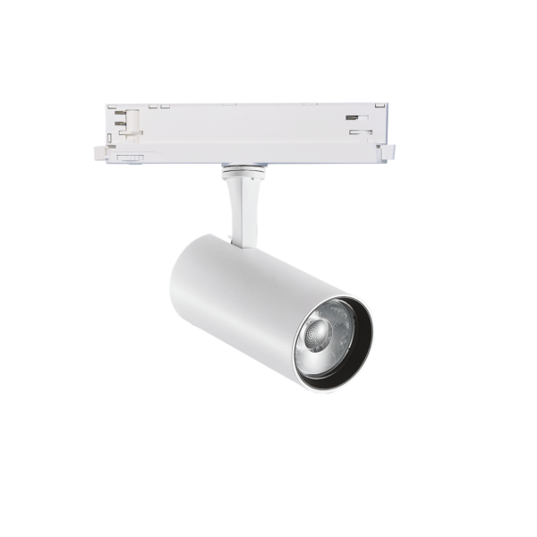 25W LED akcentinis šviestuvas į 3 fazių bėgelį FOX, baltas, 3000K, dimeriuojamas