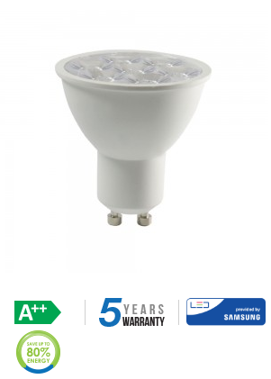 6W LED lemputė V-TAC, GU10, 6400K (šaltai balta), SAMSUNG LED chip