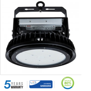 500W LED sandėlio šviestuvas UFO V-TAC, 120°, SAMSUNG LED chip, juodas, 4000K, su MEANWELL maitinimo šaltiniu
