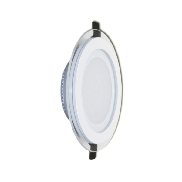 12W LED šviestuvas V-TAC, stikline panele, apvalus (3000K) šiltai balta