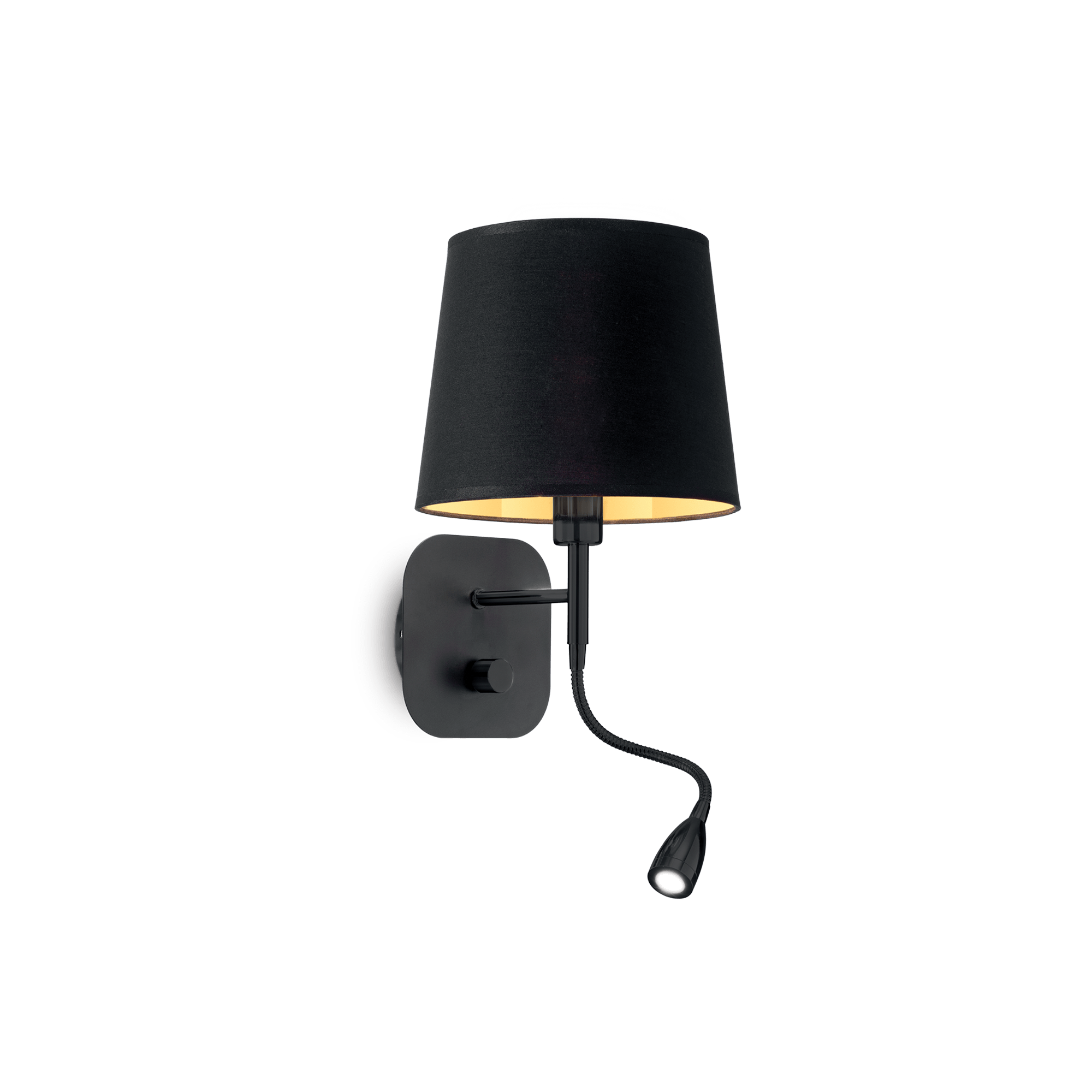 1W sieninis šviestuvas NORDIK, 3000K, juodas